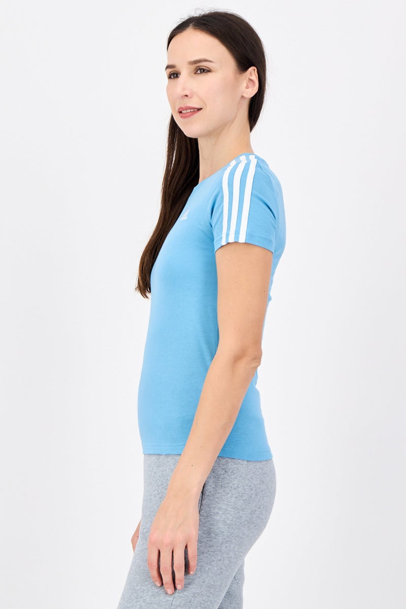 Adidas Women Sportswear Fit Short Sleeves Outdoor Top, Blue - Image 2